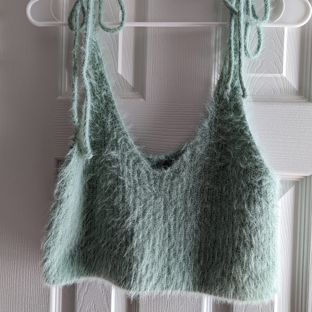 Zara knitted tie strap tank top.
